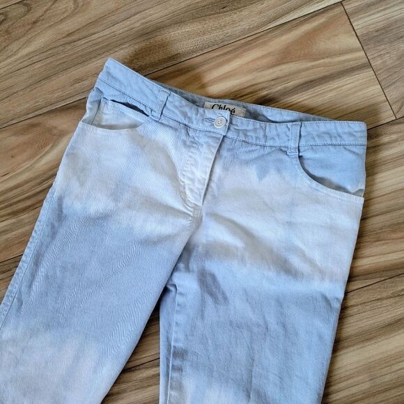 Chloé Glycine Tie Dye Striped Low Rise Boho Capri Jeans in Blue Cloud - Picture 5 of 14